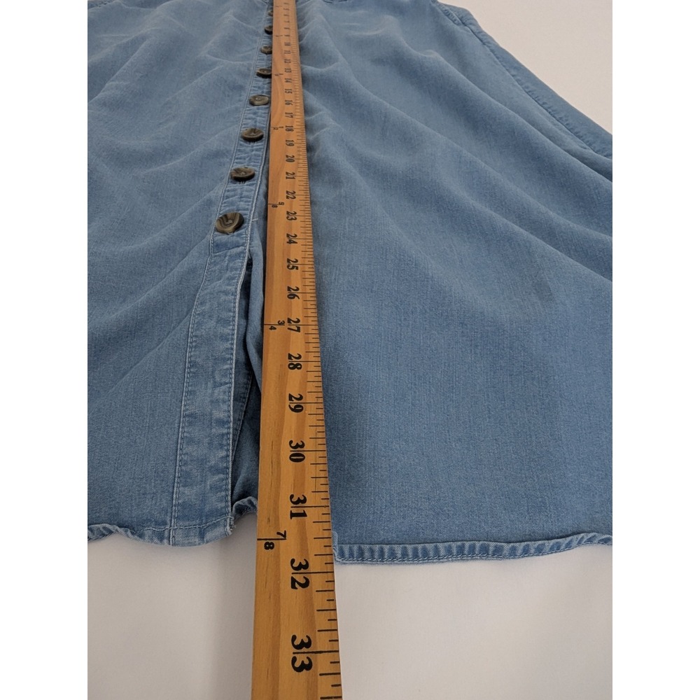 Coldwater Creek Blue Tencel Button Front Midi Skirt XS Elastic Back Pockets - Picture 8 of 10